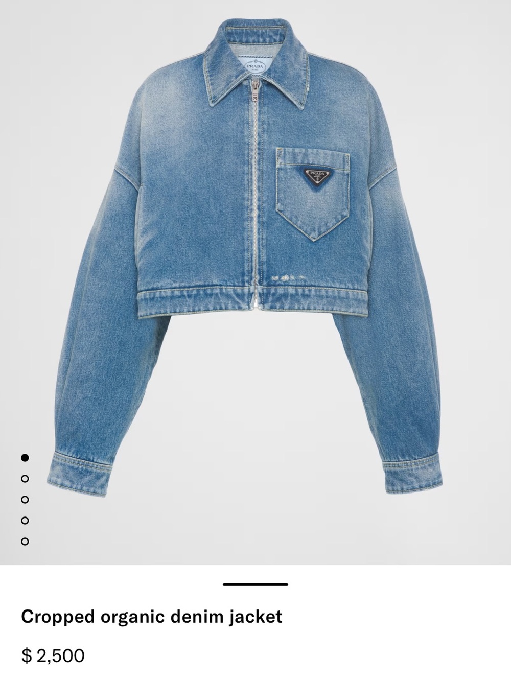 Brand New Prada Cropped Organic Denim Jacket - Size 36 (0)